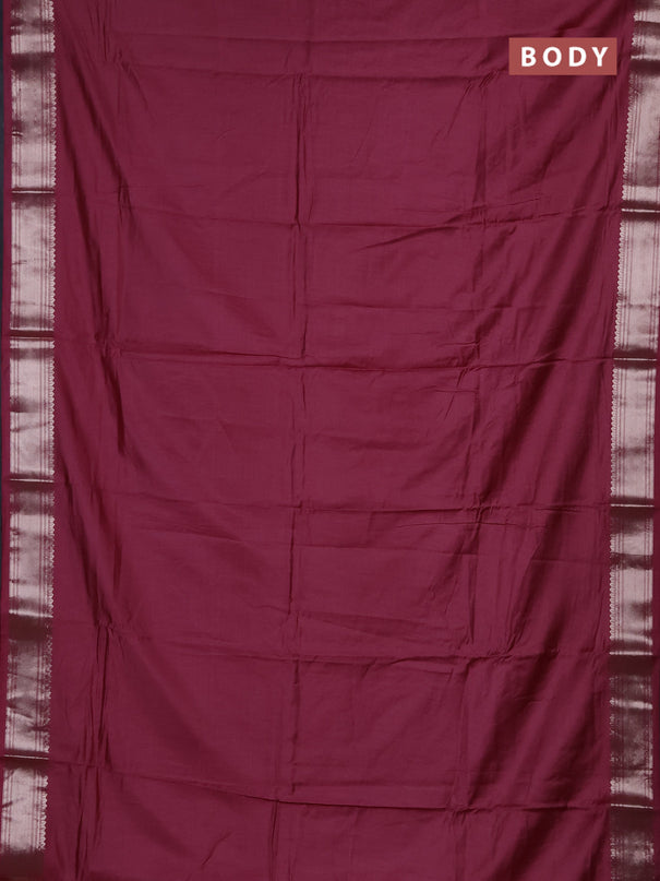 Semi chanderi saree mauve pink and pink with plain body and zari woven border