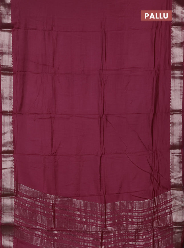Semi chanderi saree mauve pink and pink with plain body and zari woven border
