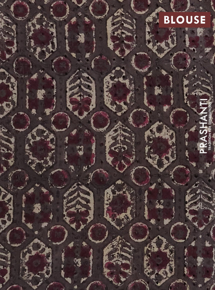 Semi chanderi saree brown and brown with plain body and zari woven border