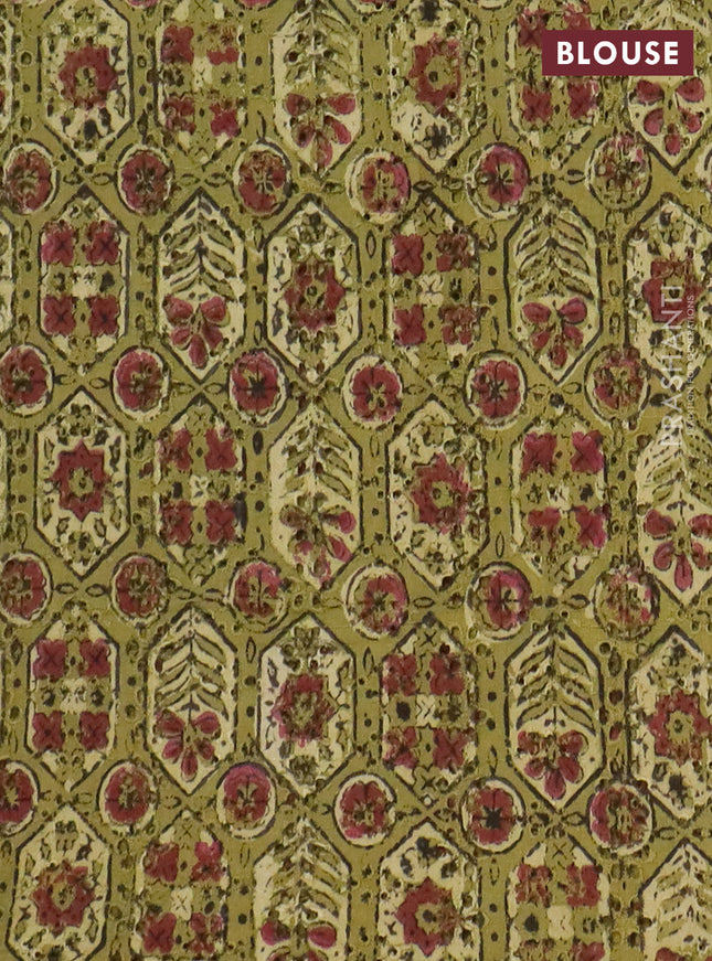 Semi chanderi saree mehendi green and light green with plain body and zari woven border