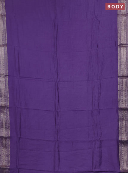 Semi chanderi saree lavender and beige with plain body and zari woven border