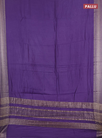 Semi chanderi saree lavender and beige with plain body and zari woven border
