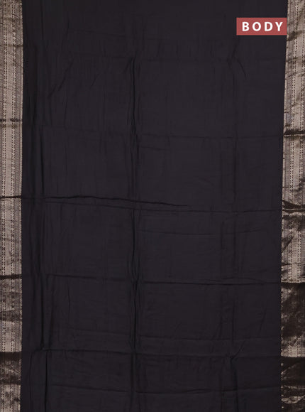Semi chanderi saree coffee brown and beige with plain body and zari woven border