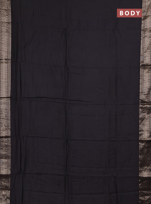 Semi chanderi saree coffee brown and beige with plain body and zari woven border
