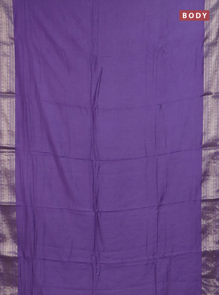 Semi chanderi saree lavender and beige with plain body and zari woven border