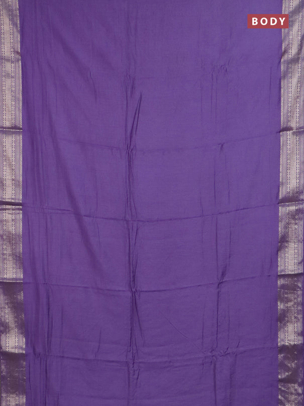 Semi chanderi saree lavender and beige with plain body and zari woven border