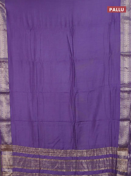 Semi chanderi saree lavender and beige with plain body and zari woven border