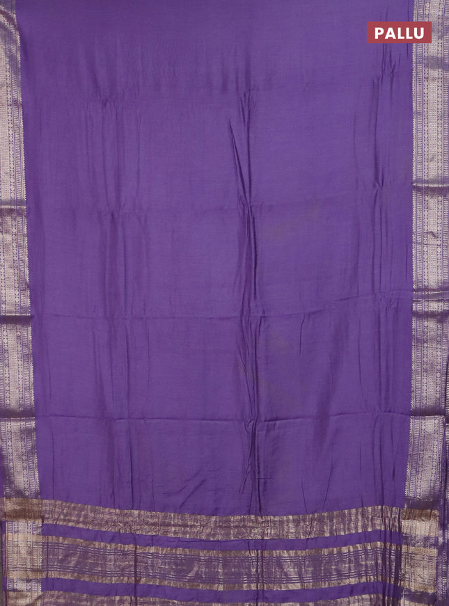 Semi chanderi saree lavender and beige with plain body and zari woven border