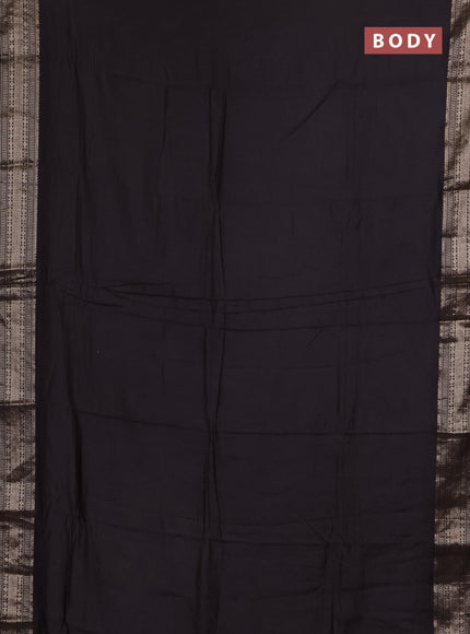 Semi chanderi saree coffee brown and beige with plain body and zari woven border