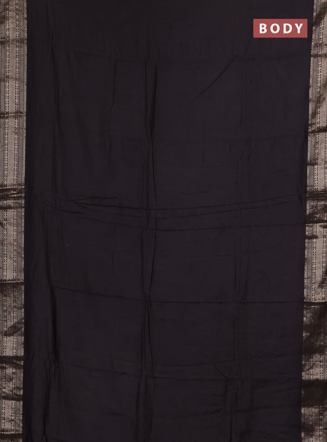 Semi chanderi saree coffee brown and beige with plain body and zari woven border