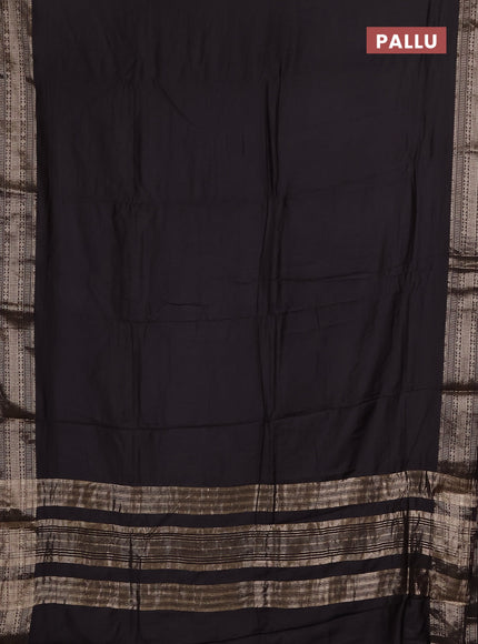 Semi chanderi saree coffee brown and beige with plain body and zari woven border