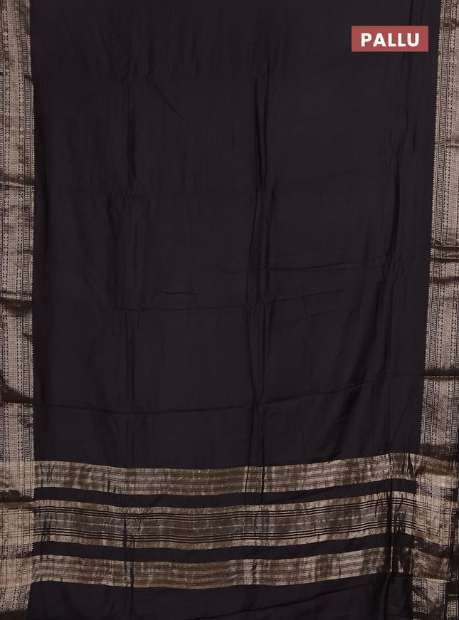 Semi chanderi saree coffee brown and beige with plain body and zari woven border