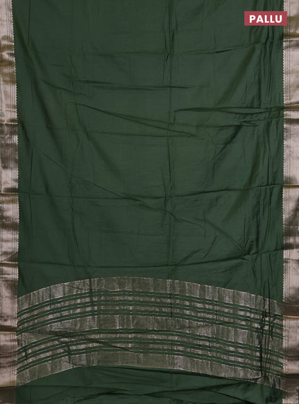Semi chanderi saree light green and beige with plain body and zari woven border