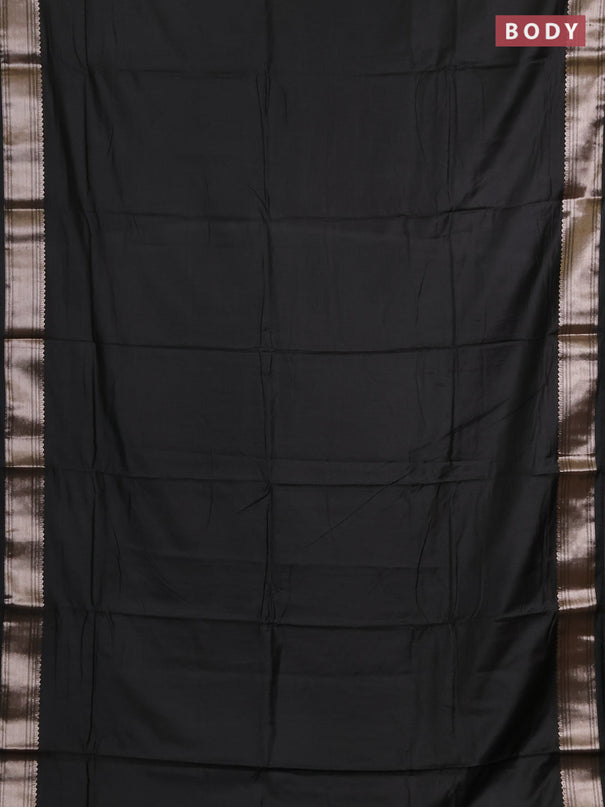 Semi chanderi saree olive green and beige with plain body and zari woven border