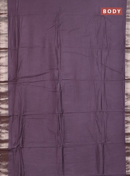 Semi chanderi saree wine shade and beige with plain body and zari woven border