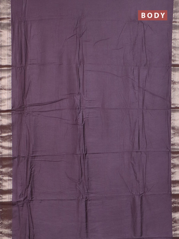 Semi chanderi saree wine shade and beige with plain body and zari woven border