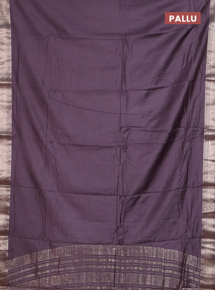 Semi chanderi saree wine shade and beige with plain body and zari woven border