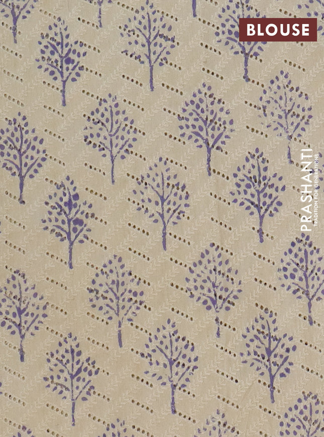 Semi chanderi saree purple and beige with plain body and zari woven border