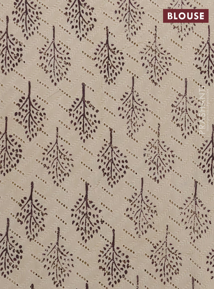 Semi chanderi saree wine shade and beige with plain body and zari woven border