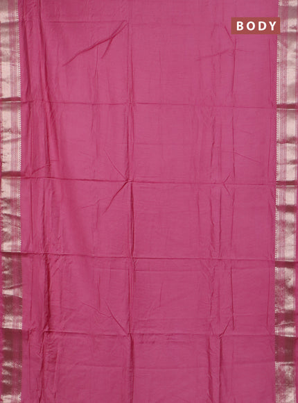 Semi chanderi saree mauve pink with plain body and zari woven border