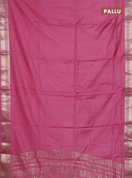 Semi chanderi saree mauve pink with plain body and zari woven border