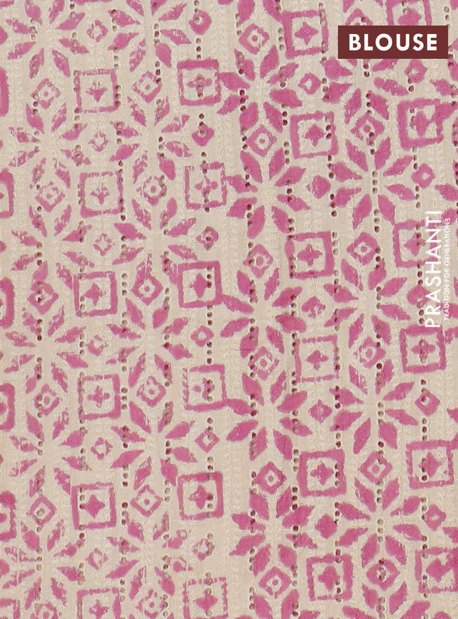 Semi chanderi saree mauve pink with plain body and zari woven border