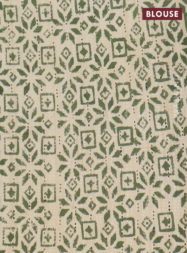 Semi chanderi saree light green with plain body and zari woven border
