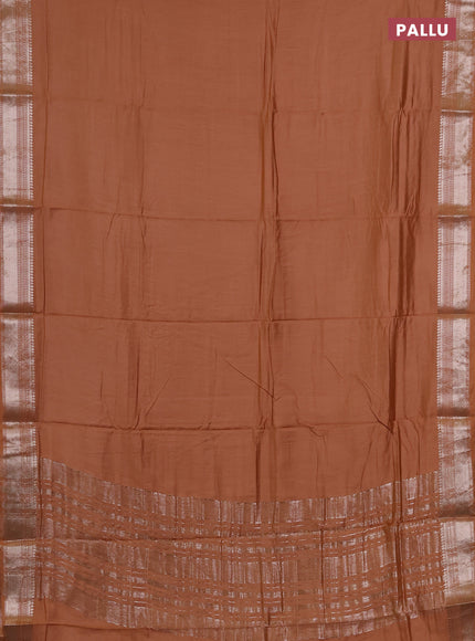 Semi chanderi saree rust shade with plain body and zari woven border