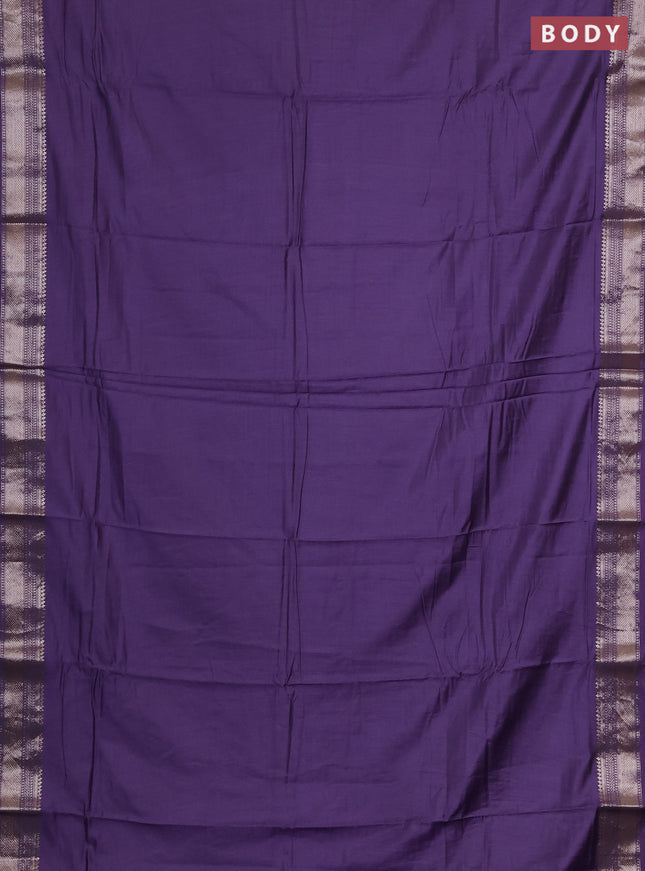 Semi chanderi saree lavender with plain body and zari woven border