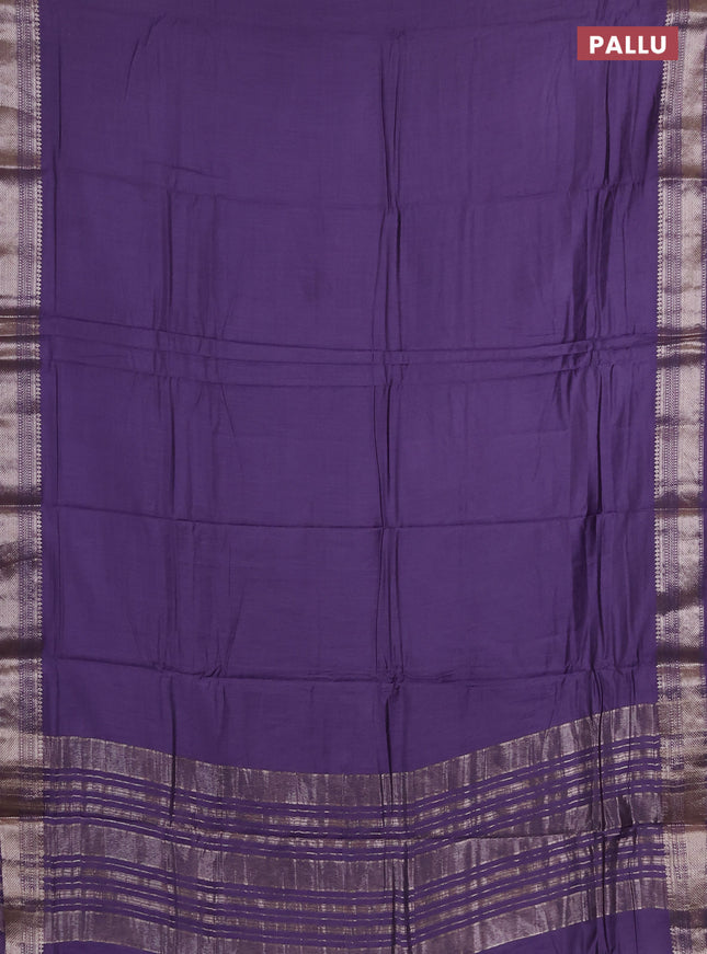 Semi chanderi saree lavender with plain body and zari woven border