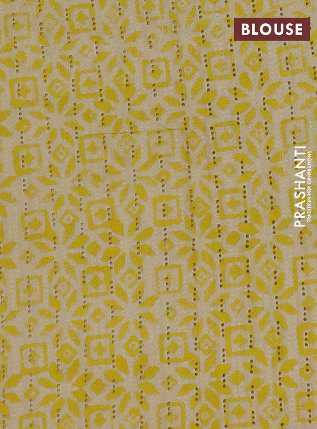 Semi chanderi saree yellow with plain body and zari woven border