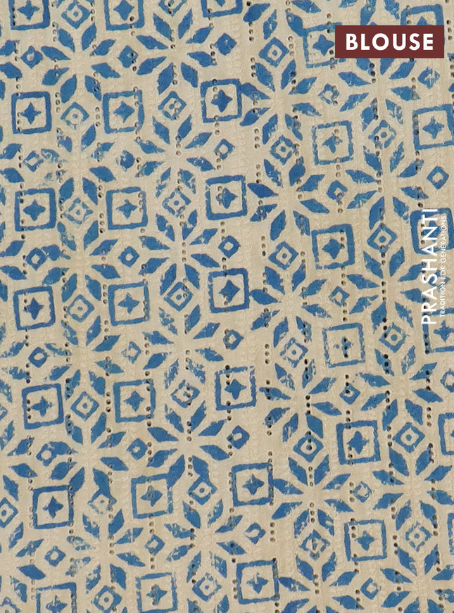 Semi chanderi saree peacock blue with plain body and zari woven border