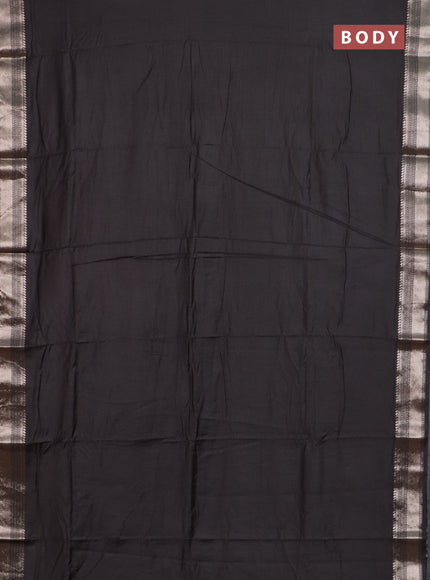 Semi chanderi saree coffee brown with plain body and zari woven border