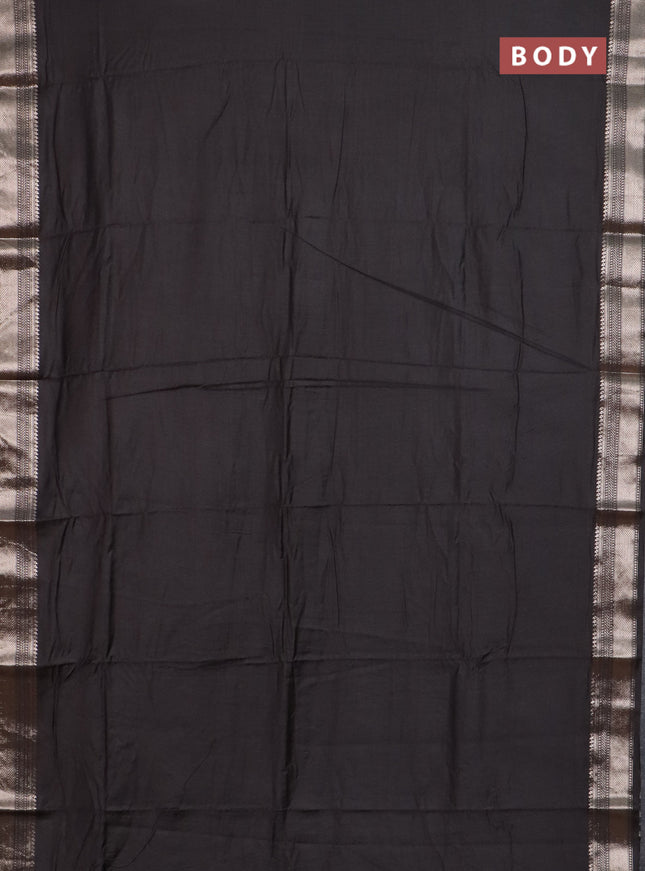Semi chanderi saree coffee brown with plain body and zari woven border