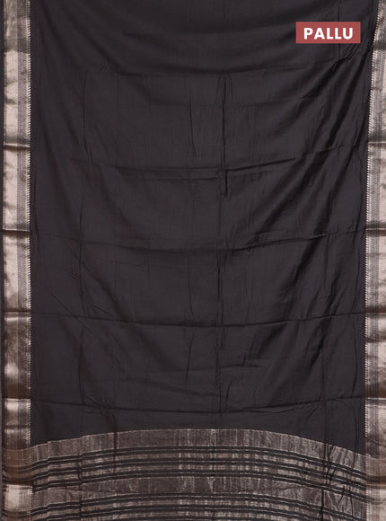 Semi chanderi saree coffee brown with plain body and zari woven border