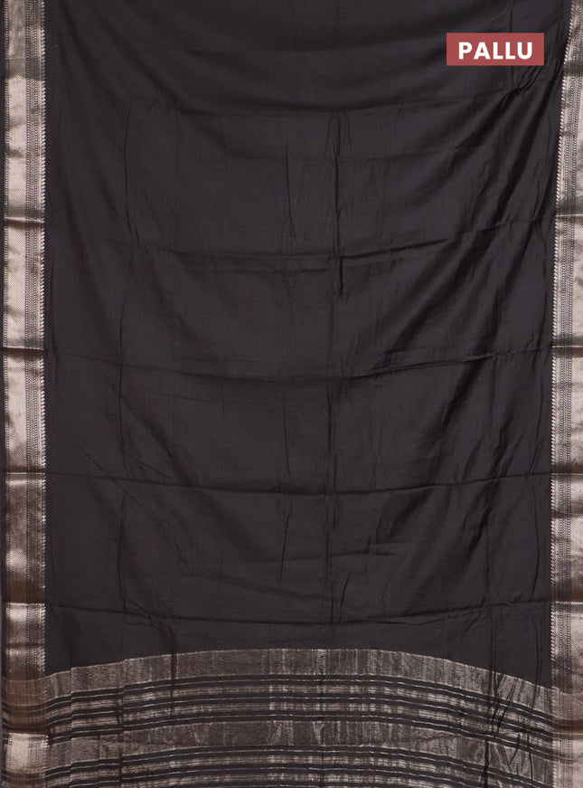 Semi chanderi saree coffee brown with plain body and zari woven border