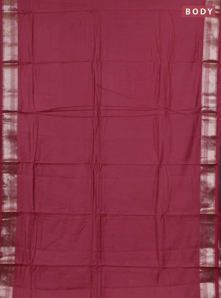 Semi chanderi saree mauve pink with plain body and zari woven border
