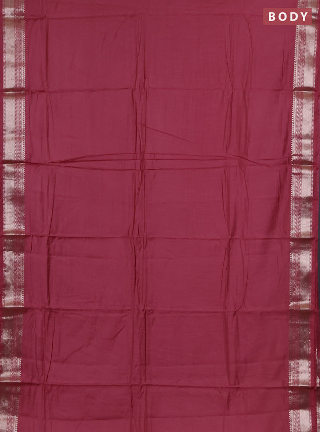 Semi chanderi saree mauve pink with plain body and zari woven border