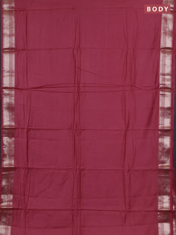 Semi chanderi saree mauve pink with plain body and zari woven border