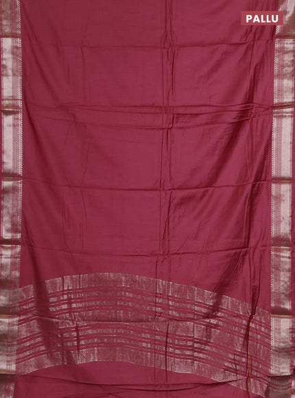 Semi chanderi saree mauve pink with plain body and zari woven border