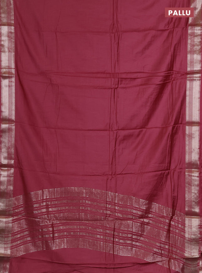 Semi chanderi saree mauve pink with plain body and zari woven border