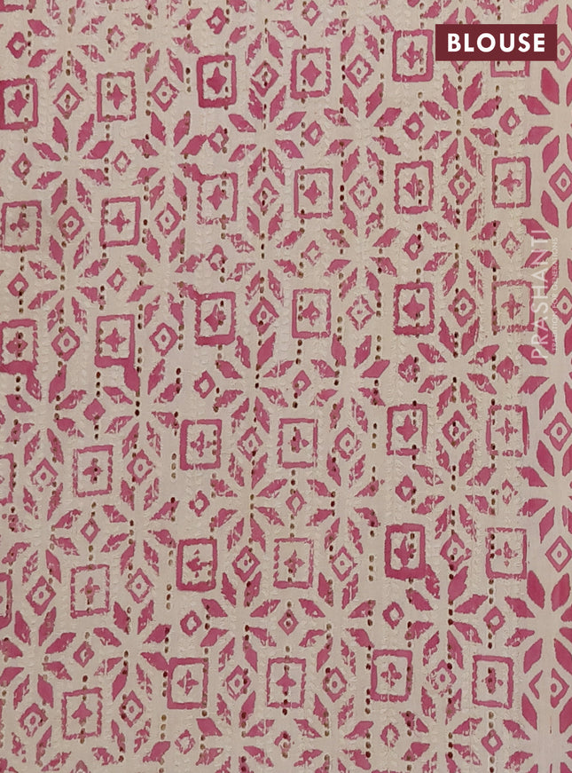 Semi chanderi saree mauve pink with plain body and zari woven border