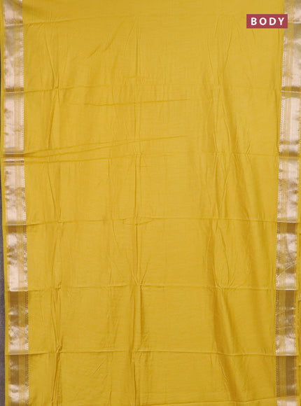Semi chanderi saree yellow with plain body and zari woven border