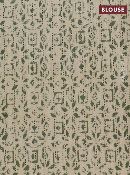 Semi chanderi saree green with plain body and zari woven border