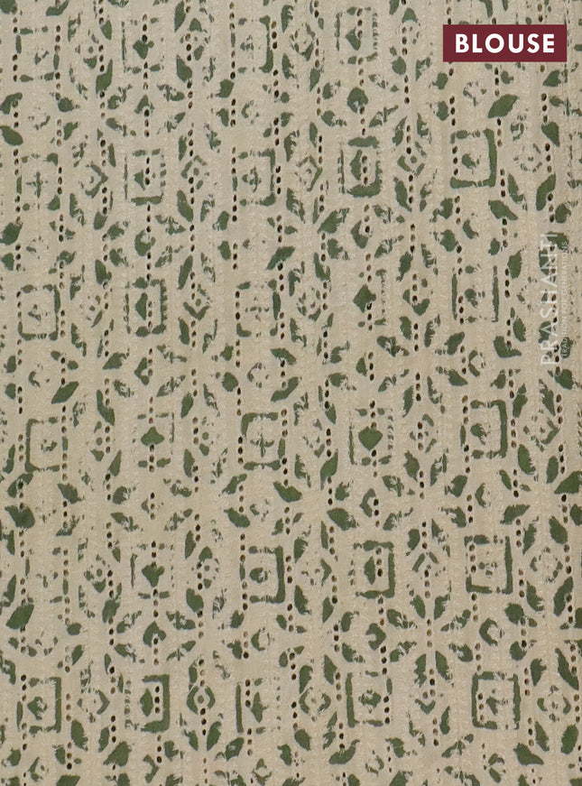 Semi chanderi saree green with plain body and zari woven border
