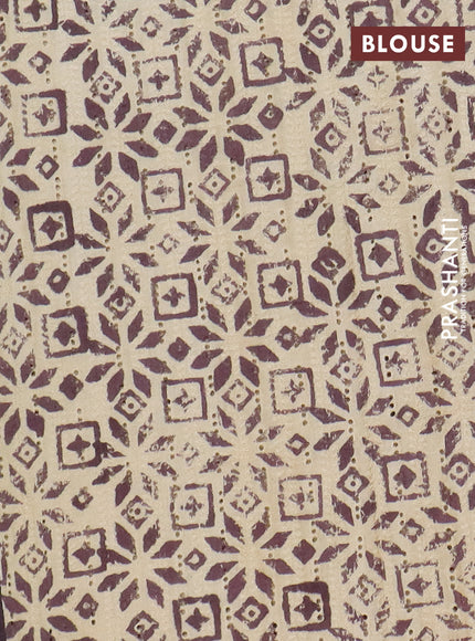 Semi chanderi saree coffee brown with plain body and zari woven border