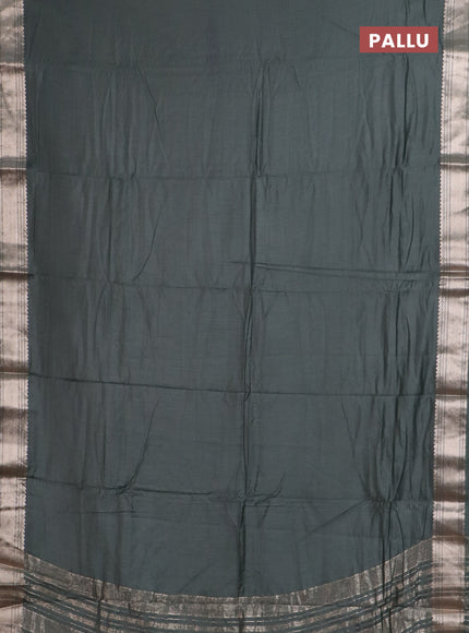 Semi chanderi saree green with plain body and zari woven border