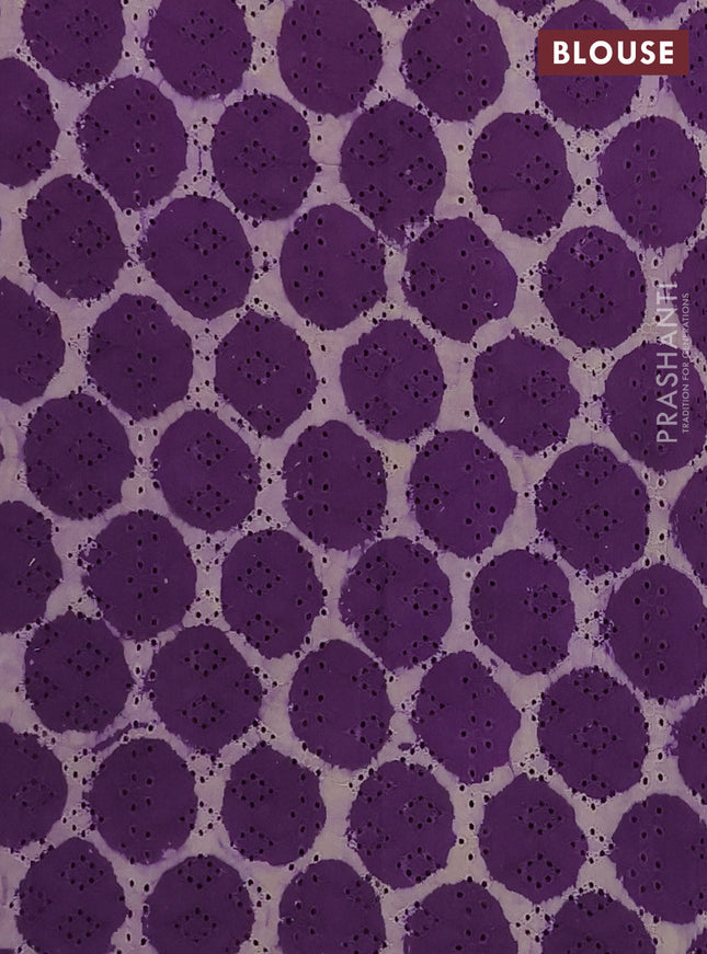 Semi chanderi saree purple with plain body and zari woven border