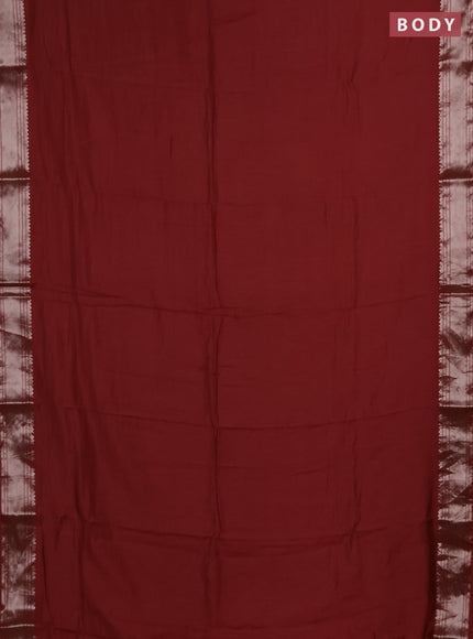 Semi chanderi saree rust shade with plain body and zari woven border