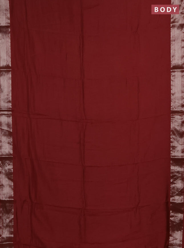 Semi chanderi saree rust shade with plain body and zari woven border